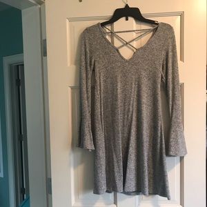 Grey midi with crisscross neckline
